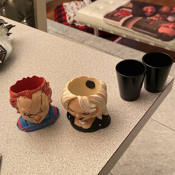 Tiffany and Chucky shot glasses and holders - Picture 3 of 3